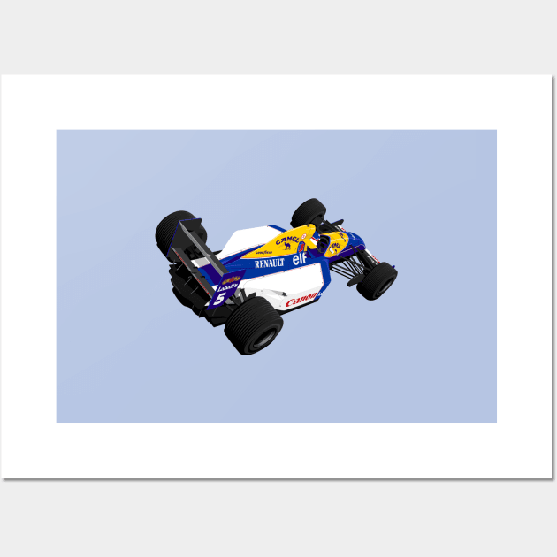 Nigel Mansell's Williams FW14 Formula 1 Car Wall Art by motordoodles